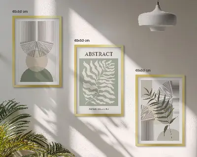 Kompozycja obrazów na ścianę botaniczne abstrakcje w stylu boho
