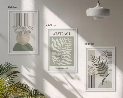 Kompozycja obrazów na ścianę botaniczne abstrakcje w stylu boho