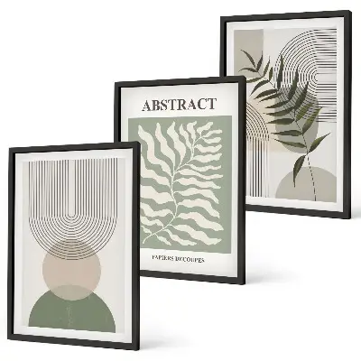 Kompozycja obrazów na ścianę botaniczne abstrakcje w stylu boho