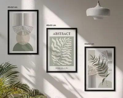 Kompozycja obrazów na ścianę botaniczne abstrakcje w stylu boho