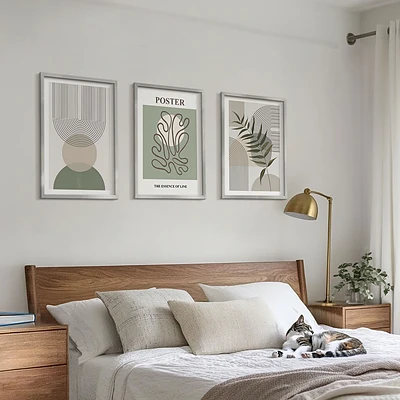 Zestaw 3 obrazów do salonu geometryczne botaniczne wzory