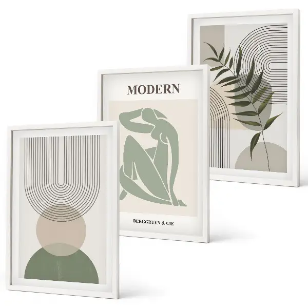 Zestaw obrazów do salonu styliwe grafiki roślinne