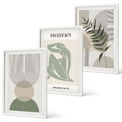 Zestaw obrazów do salonu styliwe grafiki roślinne