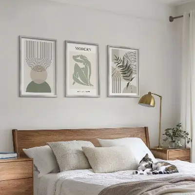 Zestaw obrazów do salonu styliwe grafiki roślinne