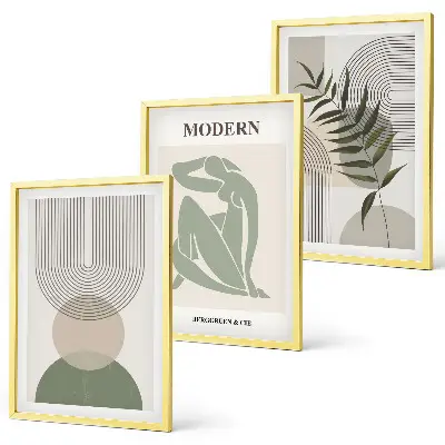 Zestaw obrazów do salonu styliwe grafiki roślinne