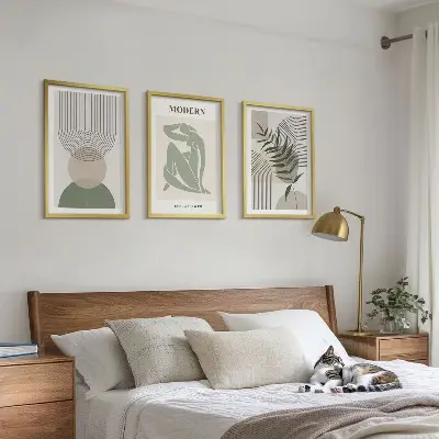 Zestaw obrazów do salonu styliwe grafiki roślinne