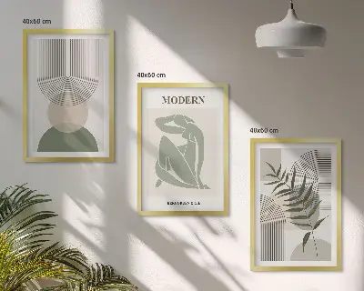 Zestaw obrazów do salonu styliwe grafiki roślinne