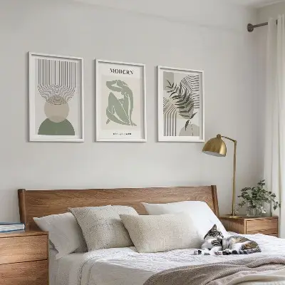 Zestaw obrazów do salonu styliwe grafiki roślinne