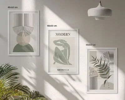 Zestaw obrazów do salonu styliwe grafiki roślinne