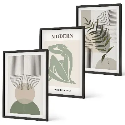 Zestaw obrazów do salonu styliwe grafiki roślinne