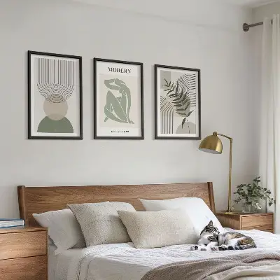 Zestaw obrazów do salonu styliwe grafiki roślinne