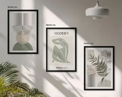 Zestaw obrazów do salonu styliwe grafiki roślinne
