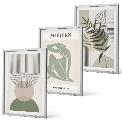 Zestaw obrazów do salonu styliwe grafiki roślinne