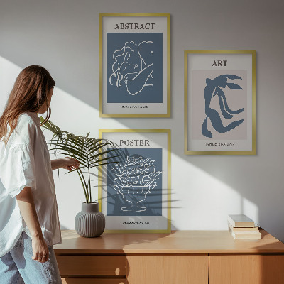 Zestaw 3 obrazów do salonu Stylowe abstrakcyjne wzory Matisse