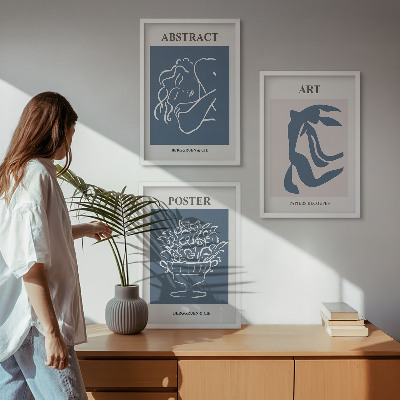Zestaw 3 obrazów do salonu Stylowe abstrakcyjne wzory Matisse