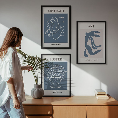 Zestaw 3 obrazów do salonu Stylowe abstrakcyjne wzory Matisse