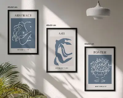 Zestaw 3 obrazów do salonu ze stylowymi abstrakcyjnymi wzorami Matisse'a