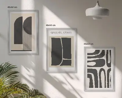 Zestaw 3 abstrakcyjnych minimalistycznych plakatów do salonu