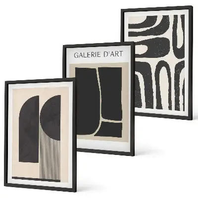 Zestaw 3 abstrakcyjnych minimalistycznych plakatów do salonu