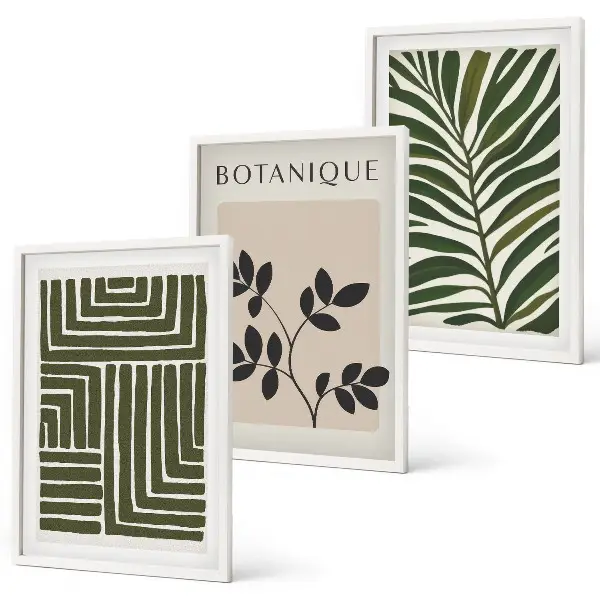 Zestaw obrazów do salonu w stylu botaniczny minimalizm boho