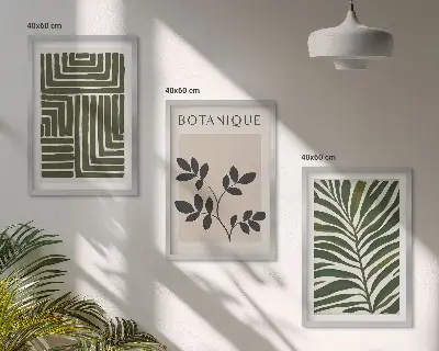 Zestaw obrazów do salonu w stylu botaniczny minimalizm boho