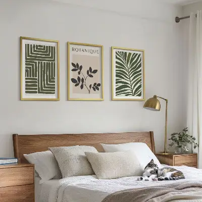 Zestaw obrazów do salonu w stylu botaniczny minimalizm boho