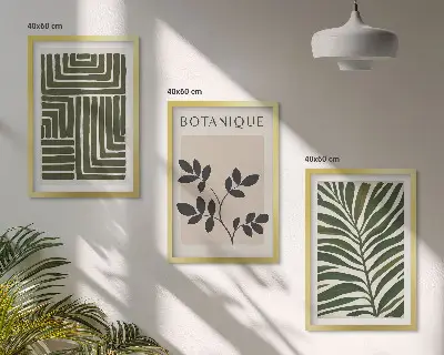 Zestaw obrazów do salonu w stylu botaniczny minimalizm boho