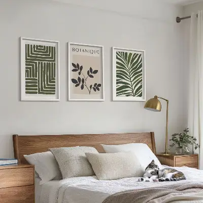 Zestaw obrazów do salonu w stylu botaniczny minimalizm boho