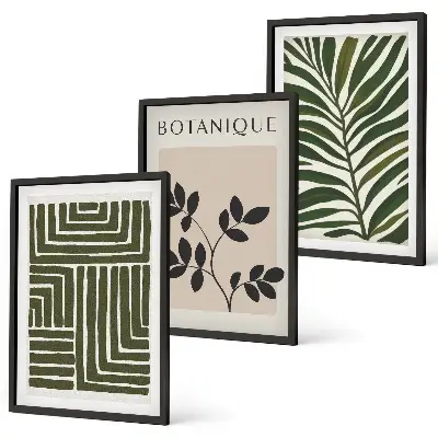 Zestaw obrazów do salonu w stylu botaniczny minimalizm boho