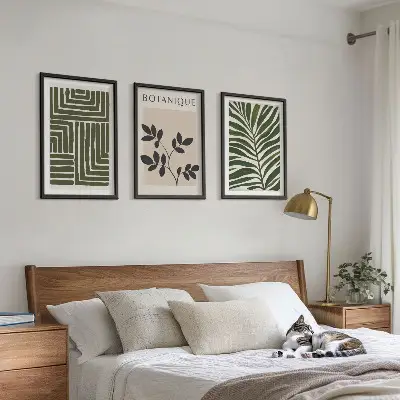 Zestaw obrazów do salonu w stylu botaniczny minimalizm boho