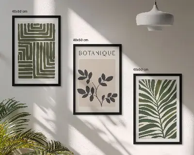Zestaw obrazów do salonu w stylu botaniczny minimalizm boho