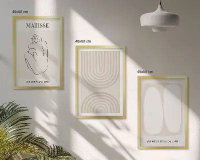Zestaw obrazów do salonu stylowe linie minimalistyczne