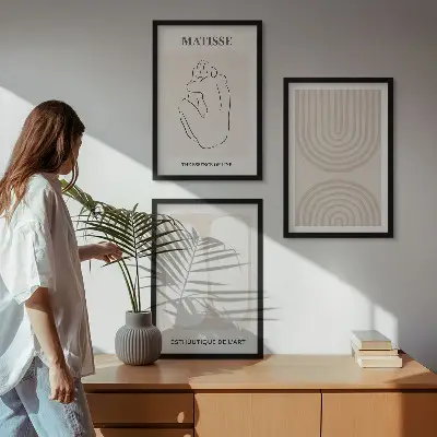 Zestaw obrazów do salonu stylowe linie minimalistyczne