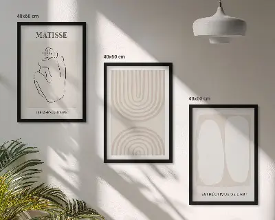 Zestaw obrazów do salonu stylowe linie minimalistyczne