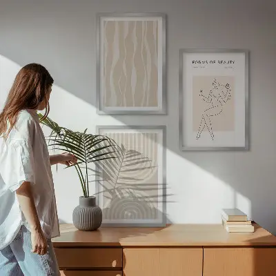 Zestaw obrazów do salonu abstrakcyjne dekoracje w stylu boho