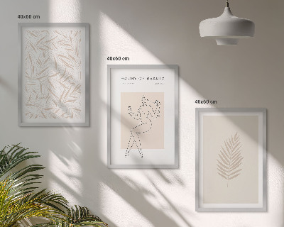 Zestaw 3 obrazów do salonu Motywy minimalistyczne botaniczne