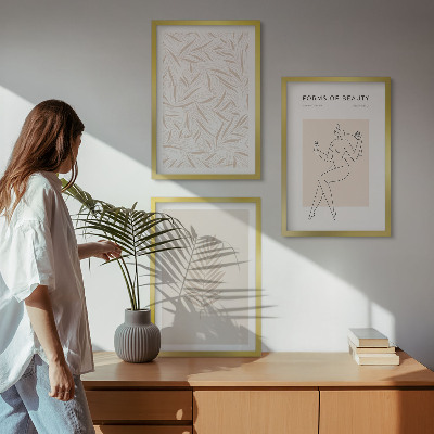 Zestaw 3 obrazów do salonu Motywy minimalistyczne botaniczne