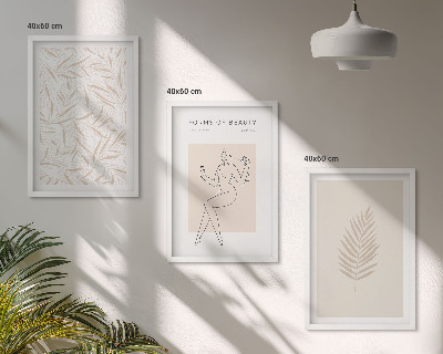 Zestaw 3 obrazów do salonu Motywy minimalistyczne botaniczne