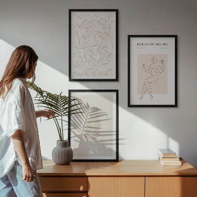 Zestaw 3 obrazów do salonu Motywy minimalistyczne botaniczne