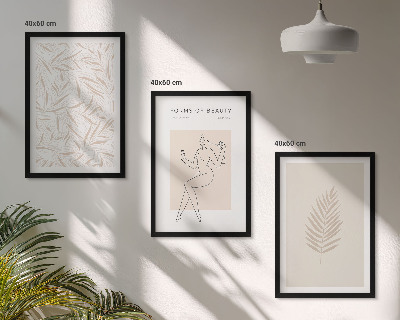 Zestaw 3 obrazów do salonu Motywy minimalistyczne botaniczne