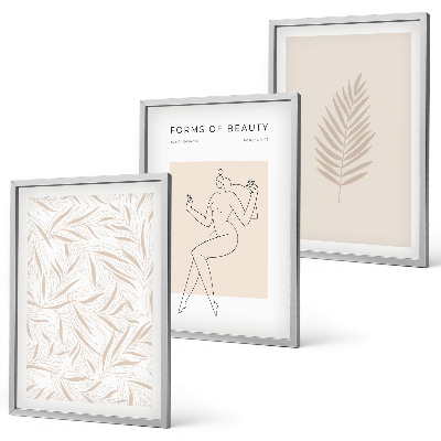 Zestaw 3 obrazów do salonu Motywy minimalistyczne botaniczne