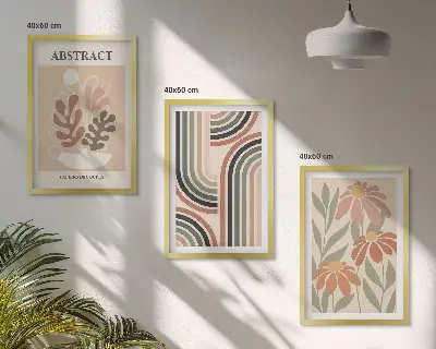 Zestaw obrazów do salonu abstrakcyjne rośliny w pastelach