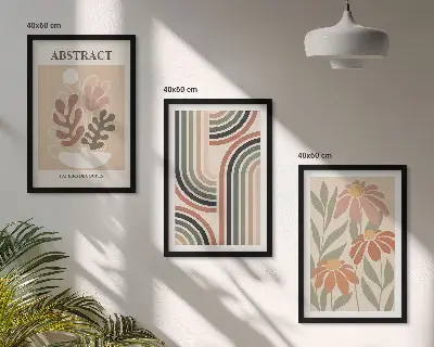 Zestaw obrazów do salonu abstrakcyjne rośliny w pastelach