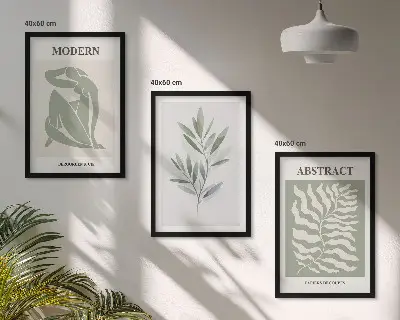 Zestaw 3 obrazów do salonu z motywem akwareli w stylu boho inspirowanych twórczością Matisse'a