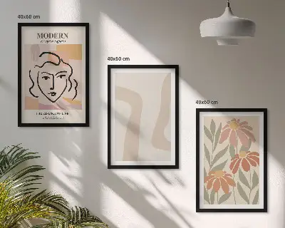 Nowoczesne abstrakcje z kobietą zestaw 3 obrazów do salonu