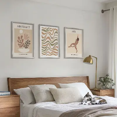 Kompozycja obrazów na ścianę abstrakcyjne wzory w stylu boho inspirowane twórczością Matisse'a
