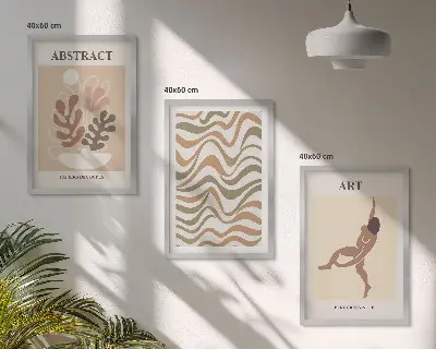 Kompozycja obrazów na ścianę abstrakcyjne wzory w stylu boho inspirowane twórczością Matisse'a