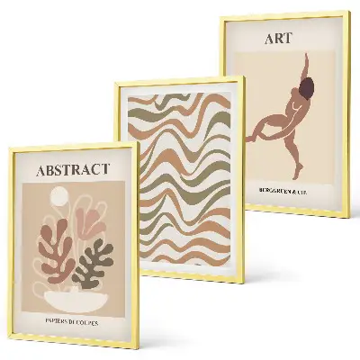 Kompozycja obrazów na ścianę abstrakcyjne wzory w stylu boho inspirowane twórczością Matisse'a