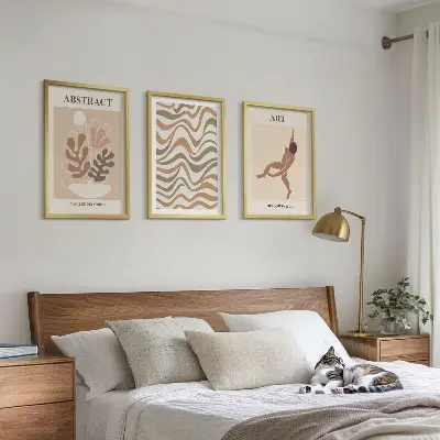 Kompozycja obrazów na ścianę abstrakcyjne wzory w stylu boho inspirowane twórczością Matisse'a