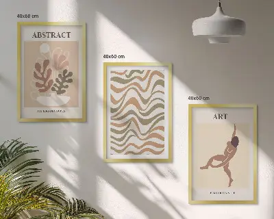 Kompozycja obrazów na ścianę abstrakcyjne wzory w stylu boho inspirowane twórczością Matisse'a